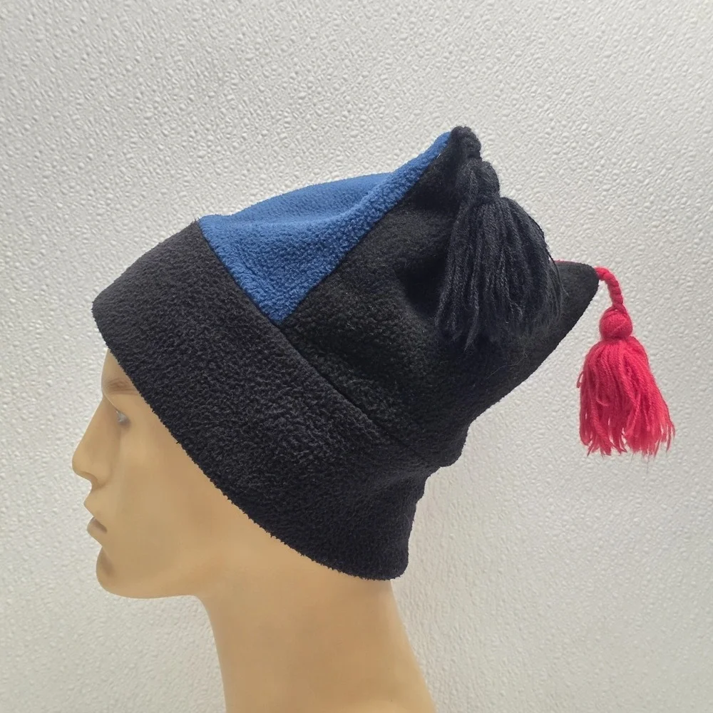 Vintage Mews Polartec Jester Tassel Fleece Winter Hat Red Blue Black
